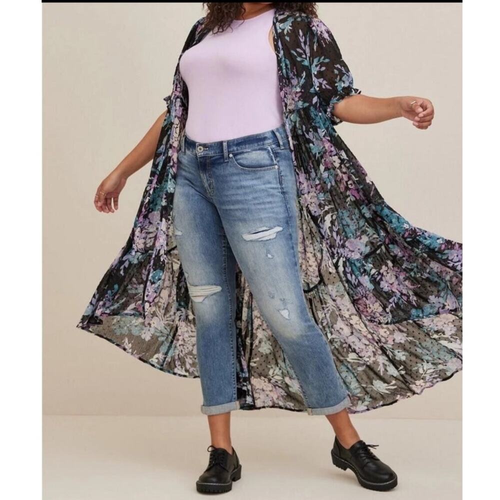 Torried Ruffle Kimono Chiffon Clip Dot - Picture 3 of 4